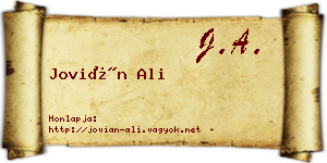 Jovián Ali névjegykártya